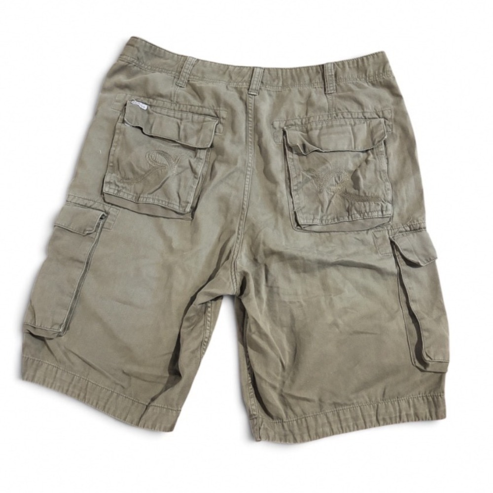 Y2K Rocawear Mens Cargo Shorts tan Cotton Twill Multi Pocket Relaxed Fit size 38